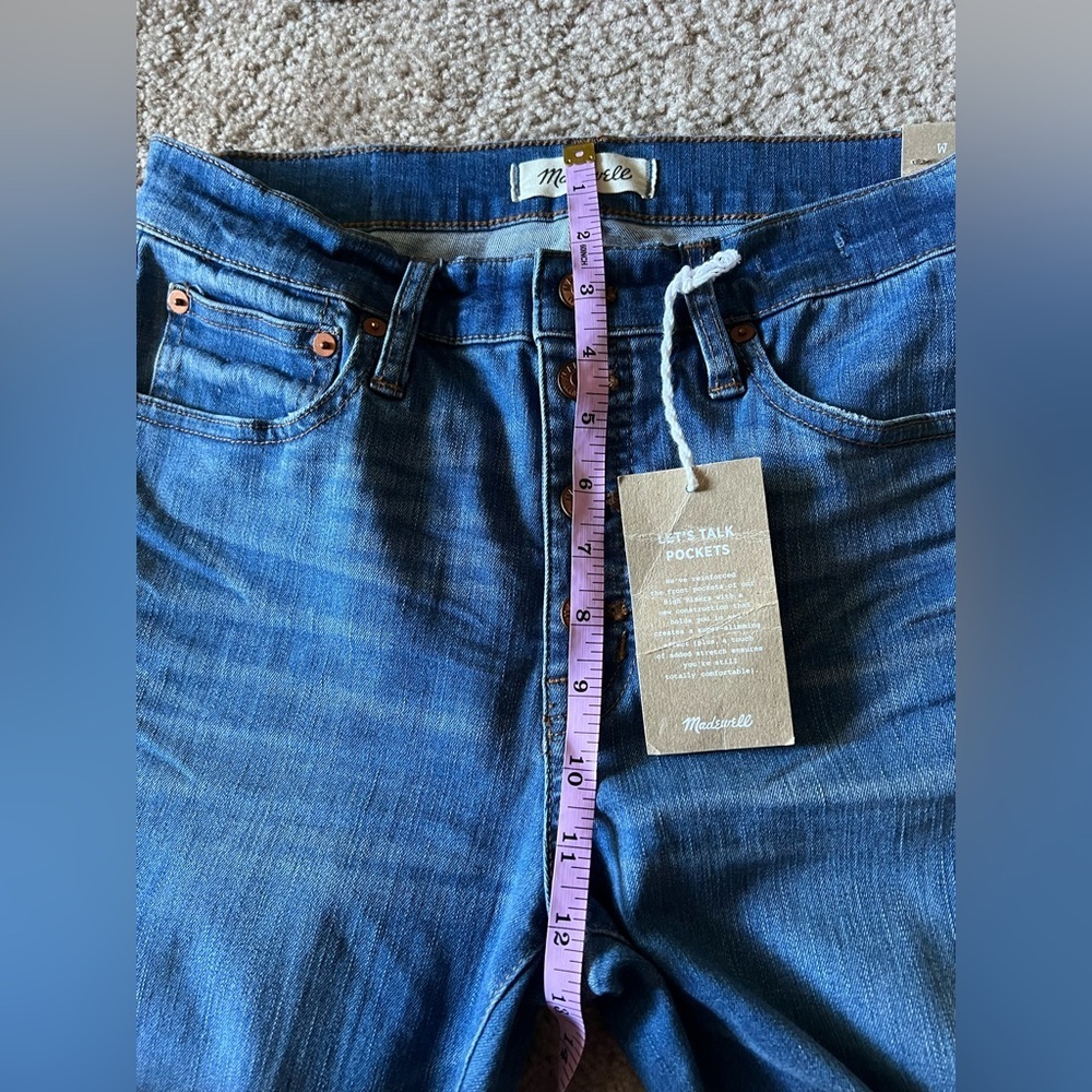 NWT Madewell Cali Demi Boot Distressed Jeans Sz 28 Raw Hem Button Fly New - Picture 14 of 15